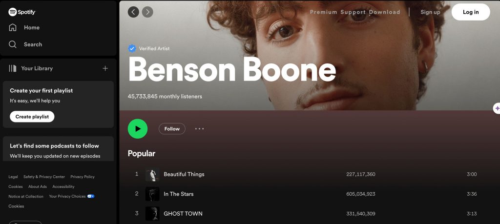 Spotify Artist Page